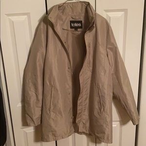 light brown/tan rain coat